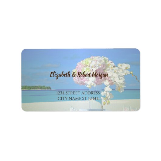 Strand Bruiloft Bloemen Bruiloft Label (Voorkant)