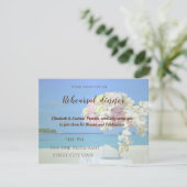 Strand Bruiloft Bloemen Proefavondeten Kaart (Staand voorkant)