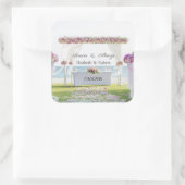 Strand Bruiloft Bloemen Vierkante Sticker (Tas)