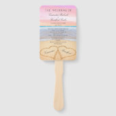 Strand Bruiloft Blush Roze Harten in Zand Handwaaier (Voorkant)