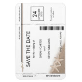 Strand Bruiloft Boarding Pass Save the Date Magnet Magneet (Verticaal)