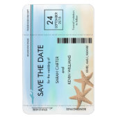Strand Bruiloft Boarding Pass Save the Date Magnet Magneet (Verticaal)