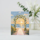 Strand Bruiloft Boog Bloem Waterverf Kaart (Staand voorkant)