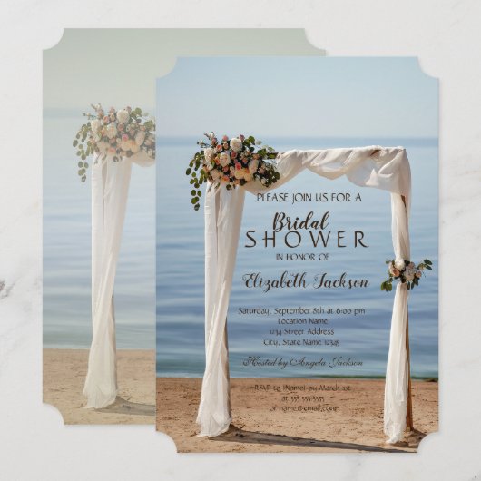 Strand Bruiloft Boog Bloemen Bruidsfeest Kaart (Voorkant / Achterkant)