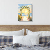 Strand Bruiloft Boog Bloemschildering in Waterverf Canvas Afdruk (Insitu (Slaapkamer))