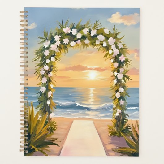 Strand Bruiloft Boog Bloemschildering in Waterverf Planner (Voorkant)