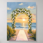 Strand Bruiloft Boog Bloemschildering in Waterverf Poster (Voorkant)