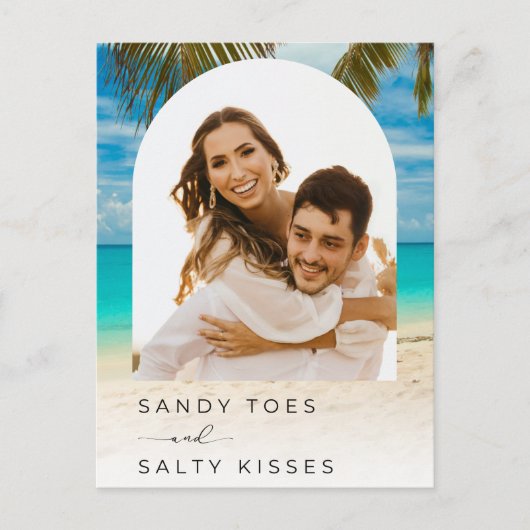 Strand Bruiloft Boog Foto Budget Save the Date Aankondigingskaart (Voorkant)