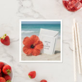 Strand bruiloft briefpapier met hibiscus bloem servet (Insitu)