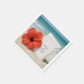 Strand bruiloft briefpapier met hibiscus bloem servet (Hoek)