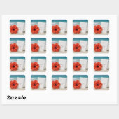 Strand bruiloft briefpapier met hibiscus bloem vierkante sticker (Vel)