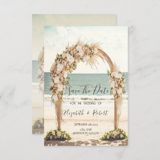 Strand Bruiloft Chic Arbor Rozen Save The Date (Voorkant / Achterkant)
