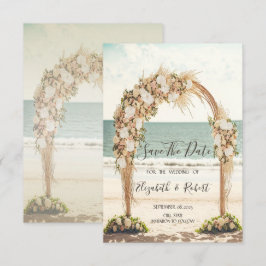 Strand Bruiloft Chic Arbor Rozen Save The Date