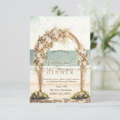 Strand Bruiloft Chic prieel Rozen Proefdiner Kaart (Staand voorkant)