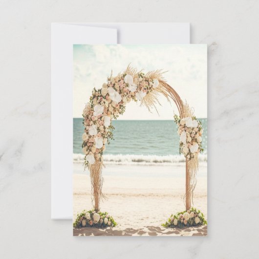 Strand Bruiloft Chique Arbor Rozen Receptie Kaart (Achterkant)