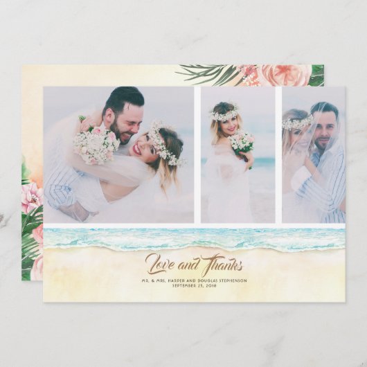 Strand bruiloft dank u foto bedankkaart (Voorkant / Achterkant)