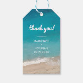 Strand bruiloft dank u gunst cadeaulabel (Voorkant)