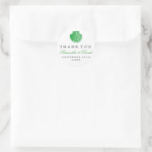 Strand bruiloft dank u scallop shell groen ronde sticker (Tas)