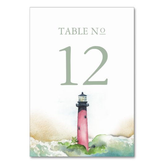 Strand Bruiloft Decor Vuurtoren Tafelnummer (Voorkant)