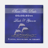 Strand bruiloft dolfijn "save the date" magneet (Voorkant)