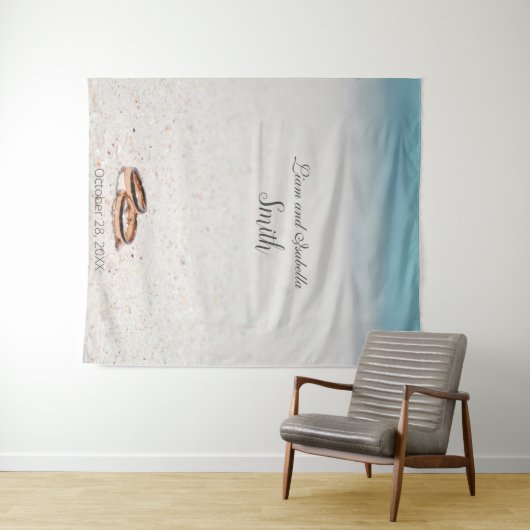 Strand bruiloft douche achtergrond wandkleed (In Situ (horizontaal))