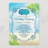 Strand Bruiloft Entourage Orde van Ceremonie Dag v Programmakaart (Voorkant)