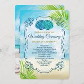 Strand Bruiloft Entourage Orde van Ceremonie Dag v Programmakaart (Voorkant / Achterkant)