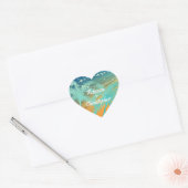 Strand bruiloft envelop afdichtingen | Blauwgroen  Hart Sticker (Envelop)