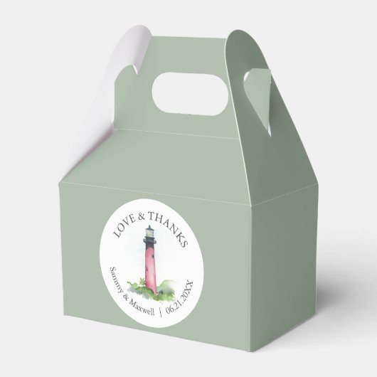 Strand Bruiloft Favor Dozen Waterverf Vuurtoren Bedankdoosjes (Voorkant Zijde)