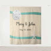 Strand bruiloft foto achtergrond met zanddollars wandkleed (Voorkant)