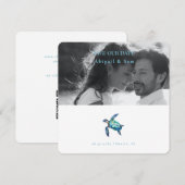 Strand Bruiloft Foto Save the Date met Zeeschildpa (Voorkant / Achterkant)