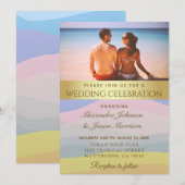 Strand bruiloft foto Waterverf Uitnodigen Kaart (Voorkant / Achterkant)