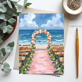 Strand bruiloft gangpad Floral Waterverf Kaart