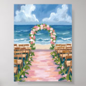 Strand bruiloft gangpad Floral Waterverf Poster (Voorkant)