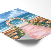 Strand bruiloft gangpad Floral Waterverf Poster (Hoek)