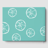 Strand bruiloft gastenboek met zand dollar ontwerp (Achterkant)