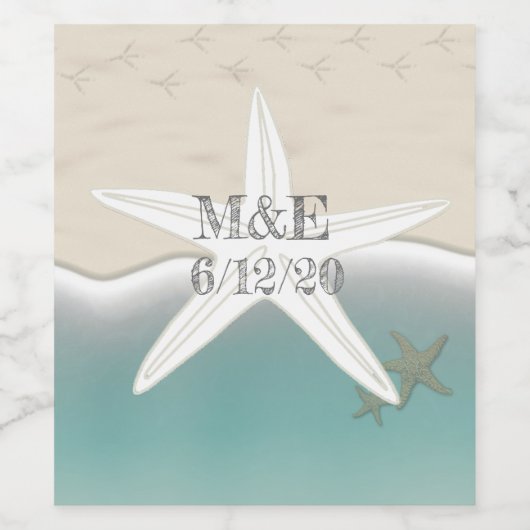 Strand bruiloft gepersonaliseerde wijn fles labels wijn etiket (Enkel label)