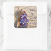 Strand bruiloft gunst Sticker: Zee Shell & Hydrang Vierkante Sticker (Tas)