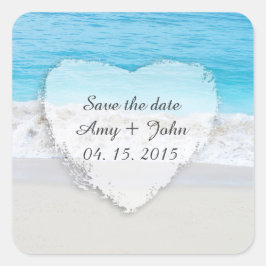 Strand bruiloft gunst tags opslaan de datum strand vierkante sticker