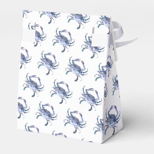 Strand bruiloft gunsten | Blauwe krab op wit Bedankdoosjes (Achterkant)