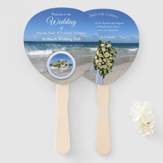 Strand bruiloft hand fans handwaaier (Voorkant en achterkant)