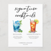 Strand bruiloft handtekening cocktails Menu (Voorkant)