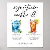 Strand bruiloft handtekening cocktails Menu Poster (Voorkant)
