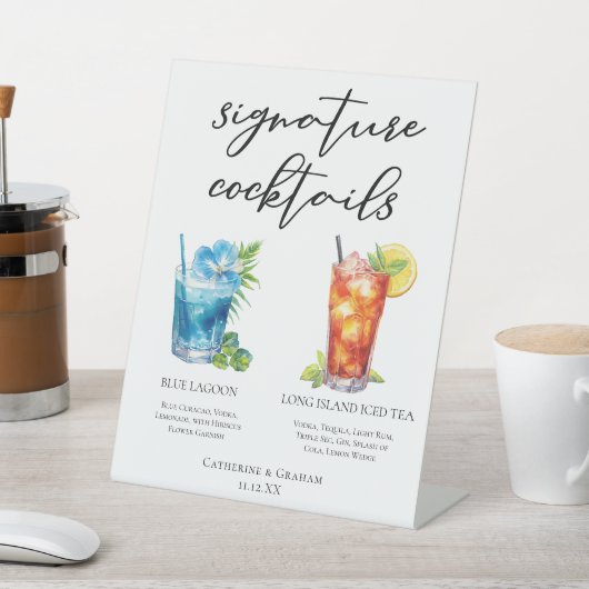 Strand bruiloft handtekening cocktails Menu Reclamebord Met Voetstuk (Insitu)