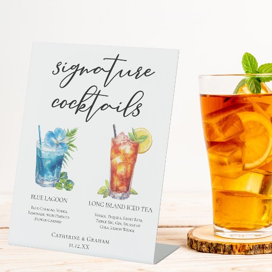 Strand bruiloft handtekening cocktails Menu Reclamebord Met Voetstuk