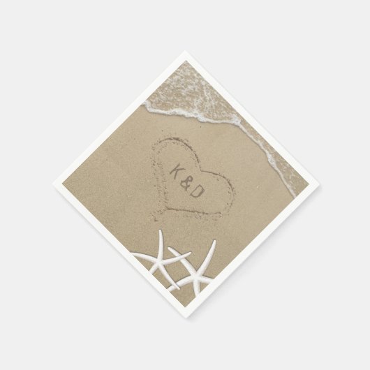 Strand Bruiloft Hart in het Zand Zeester Servet (Hoek)