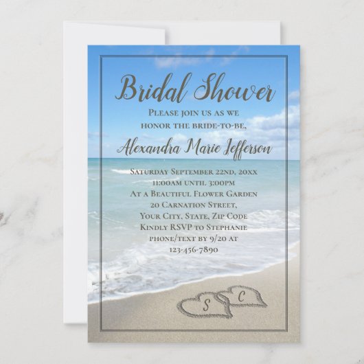 Strand bruiloft harten in het zand Vrijgezellenfee Kaart (Voorkant)