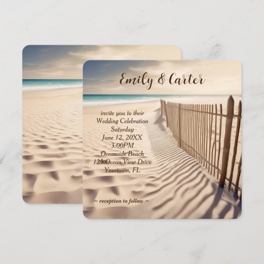 strand bruiloft hek kaart (Voorkant / Achterkant)