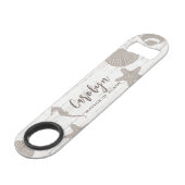 Strand Bruiloft Houtnerf Speed Flessenopener (Voorkant Gekanteld)