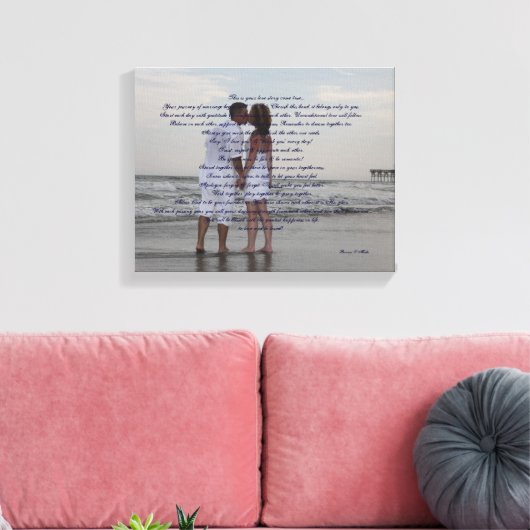 Strand bruiloft "Ik doe" Canvas Afdruk (Insitu (Woonkamer))